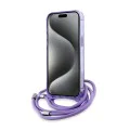 Калъф за iPhone 15 Pro - Karl Lagerfeld IML Crossbody MagSafe (KLHMP15LHCKCKCKCKLCU) - лилав монограм Karl&Choupette Head