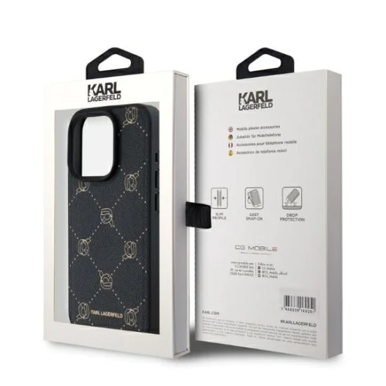 Калъф iPhone 15 Pro Max - Karl Lagerfeld Leather MagSafe (KLHMP15XPGKHPHK) - Karl Head