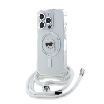 Калъф за iPhone 15 Pro - Karl Lagerfeld IML Crossbody MagSafe (KLHMP15LHHCKCKHNT) - Transparent Karl Head