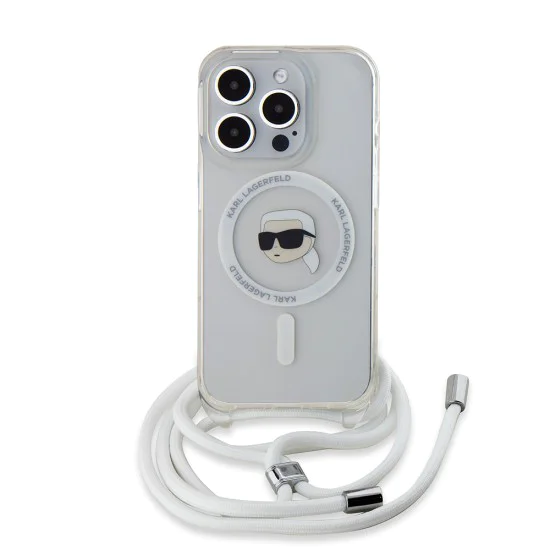 Калъф за iPhone 15 Pro - Karl Lagerfeld IML Crossbody MagSafe (KLHMP15LHHCKCKHNT) - Transparent Karl Head