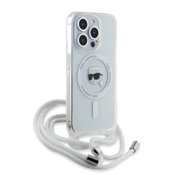 Калъф за iPhone 15 Pro - Karl Lagerfeld IML Crossbody MagSafe (KLHMP15LHHCKCKHNT) - Transparent Karl Head