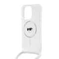 Калъф за iPhone 15 Pro - Karl Lagerfeld IML Crossbody MagSafe (KLHMP15LHHCKCKHNT) - Transparent Karl Head