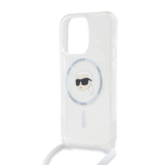 Калъф за iPhone 15 Pro - Karl Lagerfeld IML Crossbody MagSafe (KLHMP15LHHCKCKHNT) - Transparent Karl Head