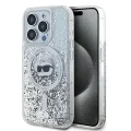Калъф за iPhone 15 Pro Max - Karl Lagerfeld Liquid Glitter MagSafe (KLHMP15XLGCHSGH) - Transparent Choupette Head