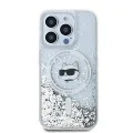 Калъф за iPhone 15 Pro Max - Karl Lagerfeld Liquid Glitter MagSafe (KLHMP15XLGCHSGH) - Transparent Choupette Head