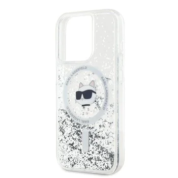 Калъф за iPhone 15 Pro Max - Karl Lagerfeld Liquid Glitter MagSafe (KLHMP15XLGCHSGH) - Transparent Choupette Head