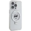 Калъф за iPhone 15 Pro Max - Karl Lagerfeld Hardcase Ring Stand MagSafe (KLHMP15XHHMRSCHH) - White Choupette Head