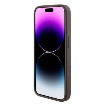 Калъф за iPhone 15 Pro - Guess Grip Stand 4G Triangle Triangle Strass (GUHCP15LPGS4TDW) - кафяв
