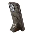 Калъф за iPhone 15 Pro - Guess Grip Stand 4G Triangle Triangle Strass (GUHCP15LPGS4TDW) - кафяв