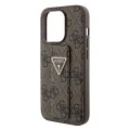 Калъф за iPhone 15 Pro - Guess Grip Stand 4G Triangle Triangle Strass (GUHCP15LPGS4TDW) - кафяв