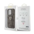 Калъф за iPhone 15 Pro - Guess Grip Stand 4G Triangle Triangle Strass (GUHCP15LPGS4TDW) - кафяв