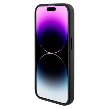 Калъф за iPhone 15 Pro Max - Guess Grip Stand 4G Triangle Triangle Strass (GUHCP15XPGPGS4TDK) - Черен