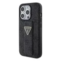 Калъф за iPhone 15 Pro Max - Guess Grip Stand 4G Triangle Triangle Strass (GUHCP15XPGPGS4TDK) - Черен