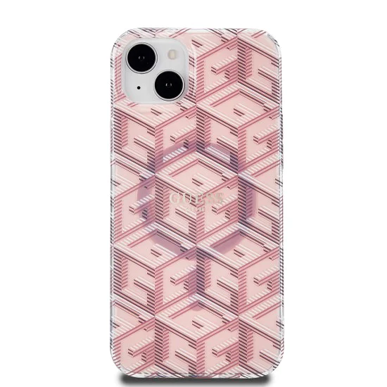 Калъф за iPhone 15 Plus - Guess IML GCube MagSafe (GUHMP15MHMHGCUSTGP) - Розов