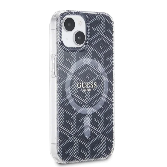 Калъф за iPhone 15 Plus - Guess IML GCube MagSafe (GUHMP15MHMHGCUSTGK) - Черен