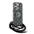 Калъф за iPhone 15 Pro Max - Karl Lagerfeld IML Crossbody MagSafe (KLHMP15XHCKCKCKLCK) - монограм Karl&Choupette Head
