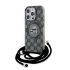 Калъф за iPhone 15 Pro Max - Karl Lagerfeld IML Crossbody MagSafe (KLHMP15XHCKCKCKLCK) - монограм Karl&Choupette Head