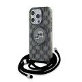 Калъф за iPhone 15 Pro Max - Karl Lagerfeld IML Crossbody MagSafe (KLHMP15XHCKCKCKLCK) - монограм Karl&Choupette Head