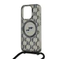 Калъф за iPhone 15 Pro Max - Karl Lagerfeld IML Crossbody MagSafe (KLHMP15XHCKCKCKLCK) - монограм Karl&Choupette Head