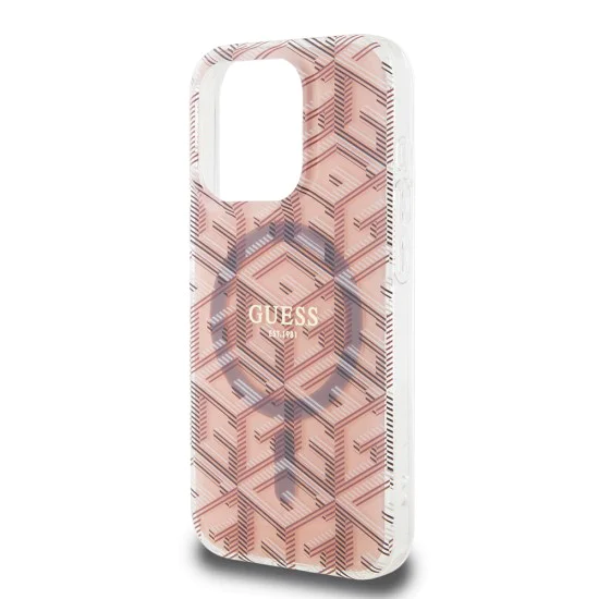 Калъф за iPhone 15 Pro - Guess IML GCube MagSafe (GUHMP15LHGCUSTGP) - Розов