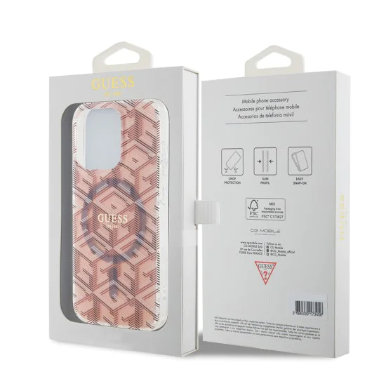 Калъф за iPhone 15 Pro - Guess IML GCube MagSafe (GUHMP15LHGCUSTGP) - Розов