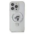 Калъф за iPhone 15 Pro - Karl Lagerfeld Hardcase Ring Stand MagSafe (KLHMP15LHHMMRSKCH) - Бял Karl&Choupette