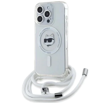 Калъф за iPhone 15 Pro Max - Karl Lagerfeld IML Crossbody MagSafe (KLHMP15XHCCHCHNT) - Clear Choupette Head&Cord