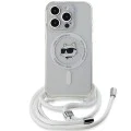 Калъф за iPhone 15 Pro Max - Karl Lagerfeld IML Crossbody MagSafe (KLHMP15XHCCHCHNT) - Clear Choupette Head&Cord