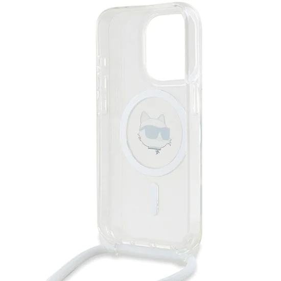 Калъф за iPhone 15 Pro Max - Karl Lagerfeld IML Crossbody MagSafe (KLHMP15XHCCHCHNT) - Clear Choupette Head&Cord