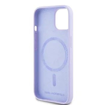 Калъф за iPhone 15 - Karl Lagerfeld Silicone Ring MagSafe (KLHMP15SSCMCMKCRHU) - Purple Karl&Choupette Heads