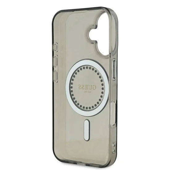 Калъф за iPhone 16 - Guess IML Rhinestones MagSafe (GUHMP16SPFTDTEK) - черен