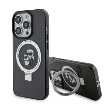 Калъф за iPhone 15 Pro - Karl Lagerfeld Hardcase Ring Stand Magsafe (KLHMP15LHHMMRSKCK) - Karl&Choupette