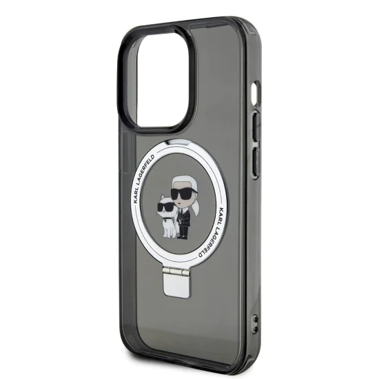 Калъф за iPhone 15 Pro - Karl Lagerfeld Hardcase Ring Stand Magsafe (KLHMP15LHHMMRSKCK) - Karl&Choupette