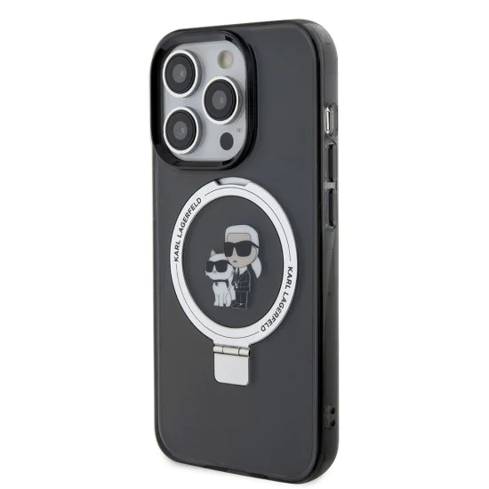 Калъф за iPhone 15 Pro - Karl Lagerfeld Hardcase Ring Stand Magsafe (KLHMP15LHHMMRSKCK) - Karl&Choupette