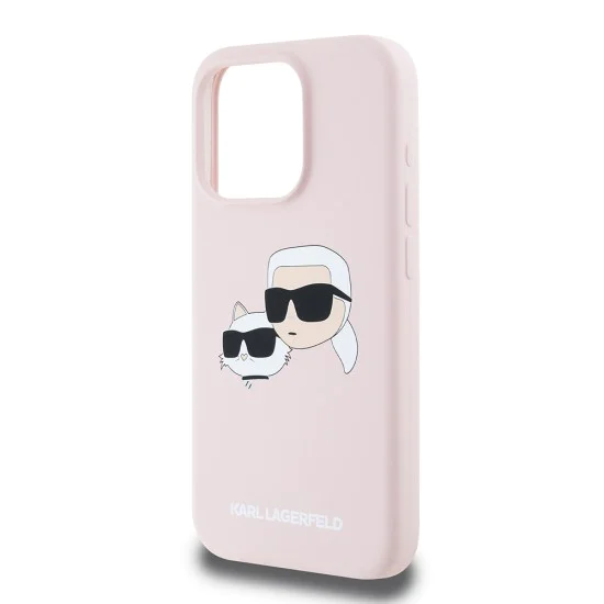 Калъф за iPhone 15 Pro - Karl Lagerfeld Silicone MagSafe (KLHMP15LSKKCHPPLP) - Pink Karl&Choupette Head