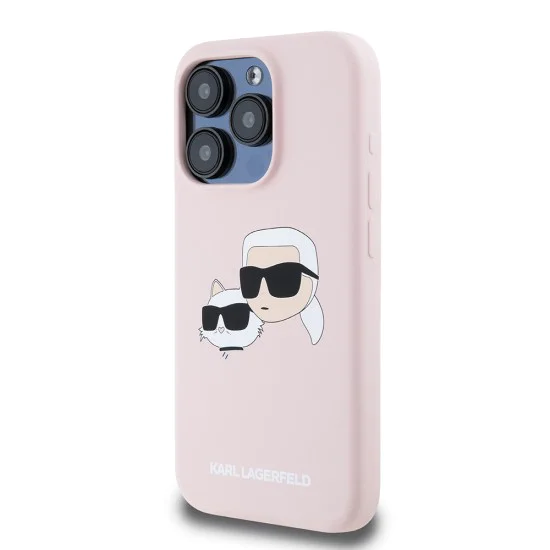 Калъф за iPhone 15 Pro - Karl Lagerfeld Silicone MagSafe (KLHMP15LSKKCHPPLP) - Pink Karl&Choupette Head