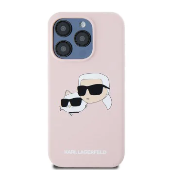 Калъф за iPhone 15 Pro - Karl Lagerfeld Silicone MagSafe (KLHMP15LSKKCHPPLP) - Pink Karl&Choupette Head