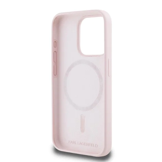 Калъф за iPhone 15 Pro - Karl Lagerfeld Silicone MagSafe (KLHMP15LSKKCHPPLP) - Pink Karl&Choupette Head