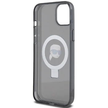 Калъф за iPhone 15 - Karl Lagerfeld Hardcase Ring Stand MagSafe (KLHMP15SHMRSKKHK) - Karl Head