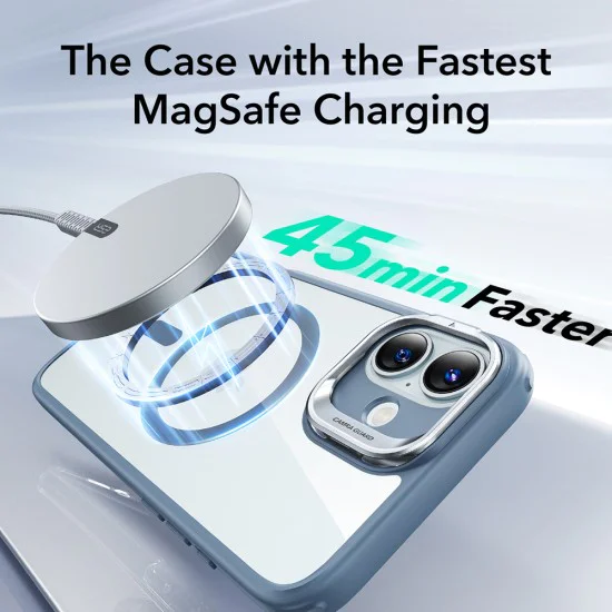 Калъф за iPhone 16 - ESR Classic Hybrid Hybrid HaloLock Kickstand - Clear Blue