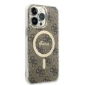 Калъф за iPhone 15 Pro - Guess IML 4G MagSafe (GUHMP15LH4STW) - Кафяв