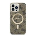 Калъф за iPhone 15 Pro - Guess IML 4G MagSafe (GUHMP15LH4STW) - Кафяв
