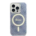 Калъф за iPhone 15 Pro - Guess IML 4G MagSafe (GUHMP15LH4STB) - син