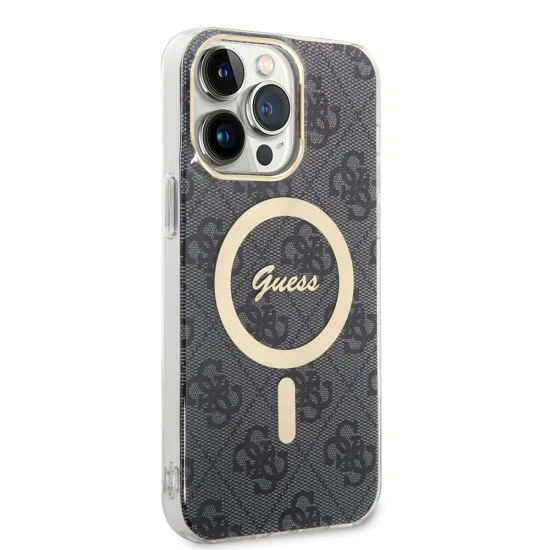 Калъф за iPhone 15 Pro - Guess IML 4G MagSafe (GUHMP15LH4STK) - Черен