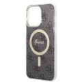 Калъф за iPhone 15 Pro - Guess IML 4G MagSafe (GUHMP15LH4STK) - Черен