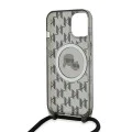 Калъф за iPhone 15 - Karl Lagerfeld IML Crossbody MagSafe (KLHMP15SHCKCKCKLCK) - монограм Karl&Choupette Head