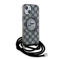Калъф за iPhone 15 - Karl Lagerfeld IML Crossbody MagSafe (KLHMP15SHCKCKCKLCK) - монограм Karl&Choupette Head