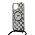 Калъф за iPhone 15 - Karl Lagerfeld IML Crossbody MagSafe (KLHMP15SHCKCKCKLCK) - монограм Karl&Choupette Head