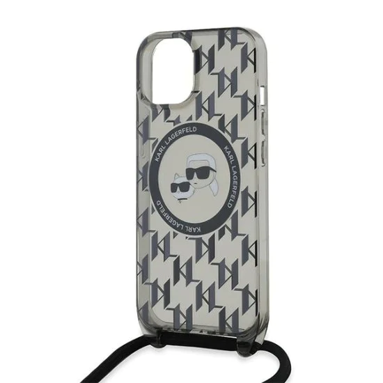 Калъф за iPhone 15 - Karl Lagerfeld IML Crossbody MagSafe (KLHMP15SHCKCKCKLCK) - монограм Karl&Choupette Head