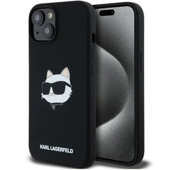 Калъф за iPhone 15 Plus - Karl Lagerfeld Silicone MagSafe (KLHMP15MSCHPPLK) - Choupette Head